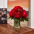 thumbnail image 3 of DR.Planzen 12in Artificial Peonies with Vase Red Artificial Peony Flower Arrangement – 9 Bloom Realistic Faux Peonies in Glass Vase with Faux Water for Table Centerpiece Wedding Home Office Decor, 3 of 8