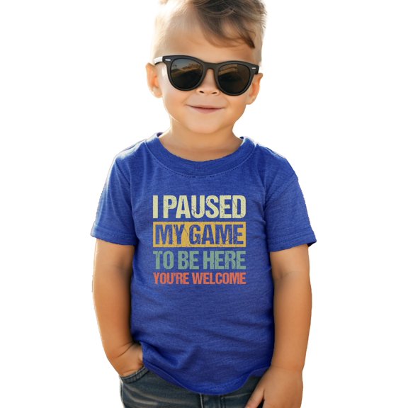 Funny I Paused My Game to be Here Distressed Unisex Gaming Shirt for Adults & Kids Vintage Royal Shirt Youth Medium