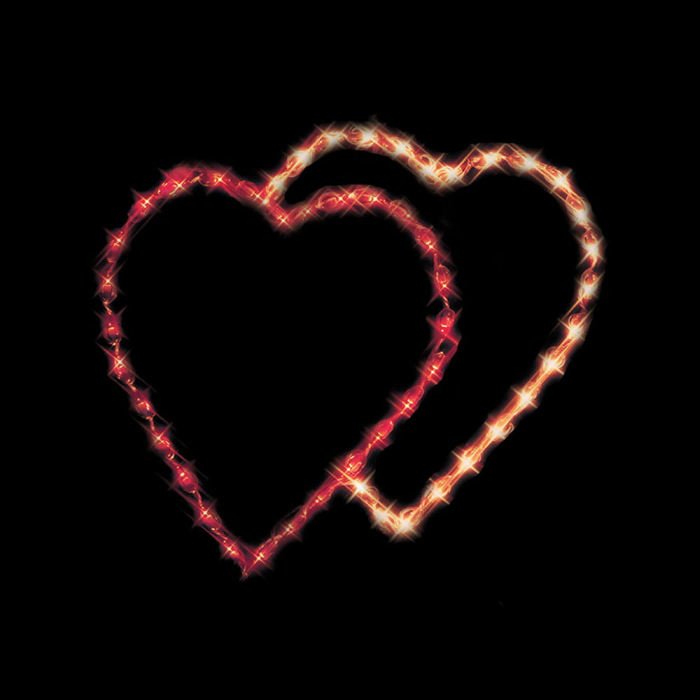 27 in. Outdoor LED Double Heart Lighted Display - 50 Bulbs - Walmart ...