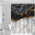 thumbnail image 6 of Extra Long Marble Bathroom Shower Curtain 84 Inches Length Black Gold Sand Waterproof Fabric Shower Curtains with Hooks Watercolor Abstract Shower Curtain Cloth 72x84 inches, 6 of 6