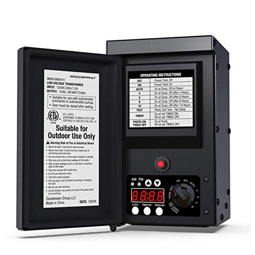 GOODSMANN Pack de Puissance 300 Watts avec Capteur et Pare-Tempête pour Éclairage Paysager Basse Tension et Projecteur Transformateur Extérieur Entrée 120V Sortie 12V Compatible avec Produits Malibu 9920