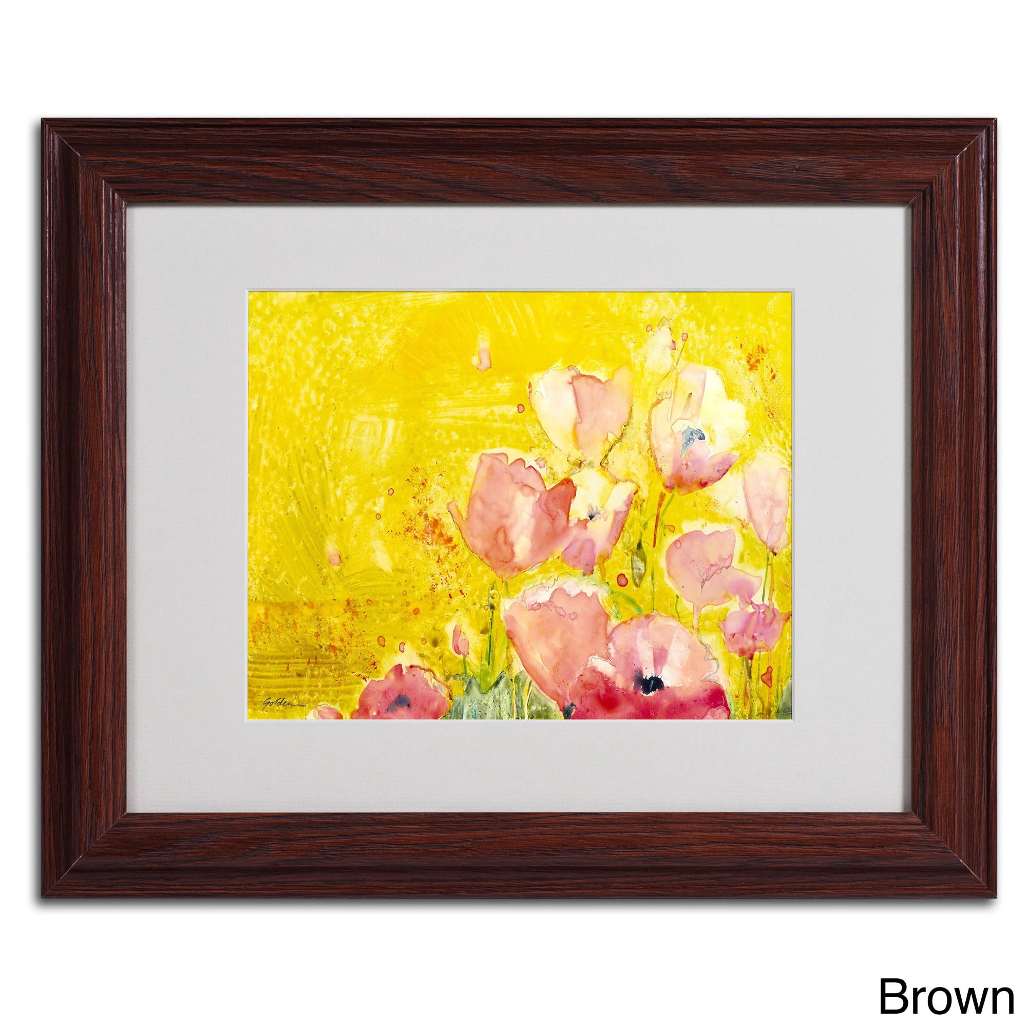 Trademark Fine Art "Pink Poppy Field" Canvas Art by Sheila Golden, Black Frame