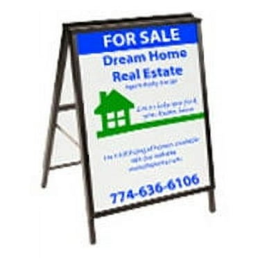 A-Frame Sidewalk Sign for 22x28 Poster Boards, Free-Standing, Double-Sided Real Estate Display Fixture for Outdoor Use, Poster Boards Not Included - Black, Steel (ASIGNC2228)