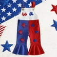 thumbnail image 2 of mgoYE Toddler Girl Clothes Sets 4th Fourth July Toddler Girl Outfit USA Romper Spaghetti Strap Bell Bottoms Jumpsuit Red White Blue Outfits|Blue 2-3 Years, 2 of 6