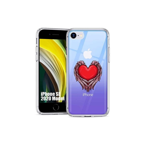TalkingCase Slim Phone Case Cover Compatible for Apple iPhone SE 2022/3rd/2020/8/7, Heart Wings2 Print, USA