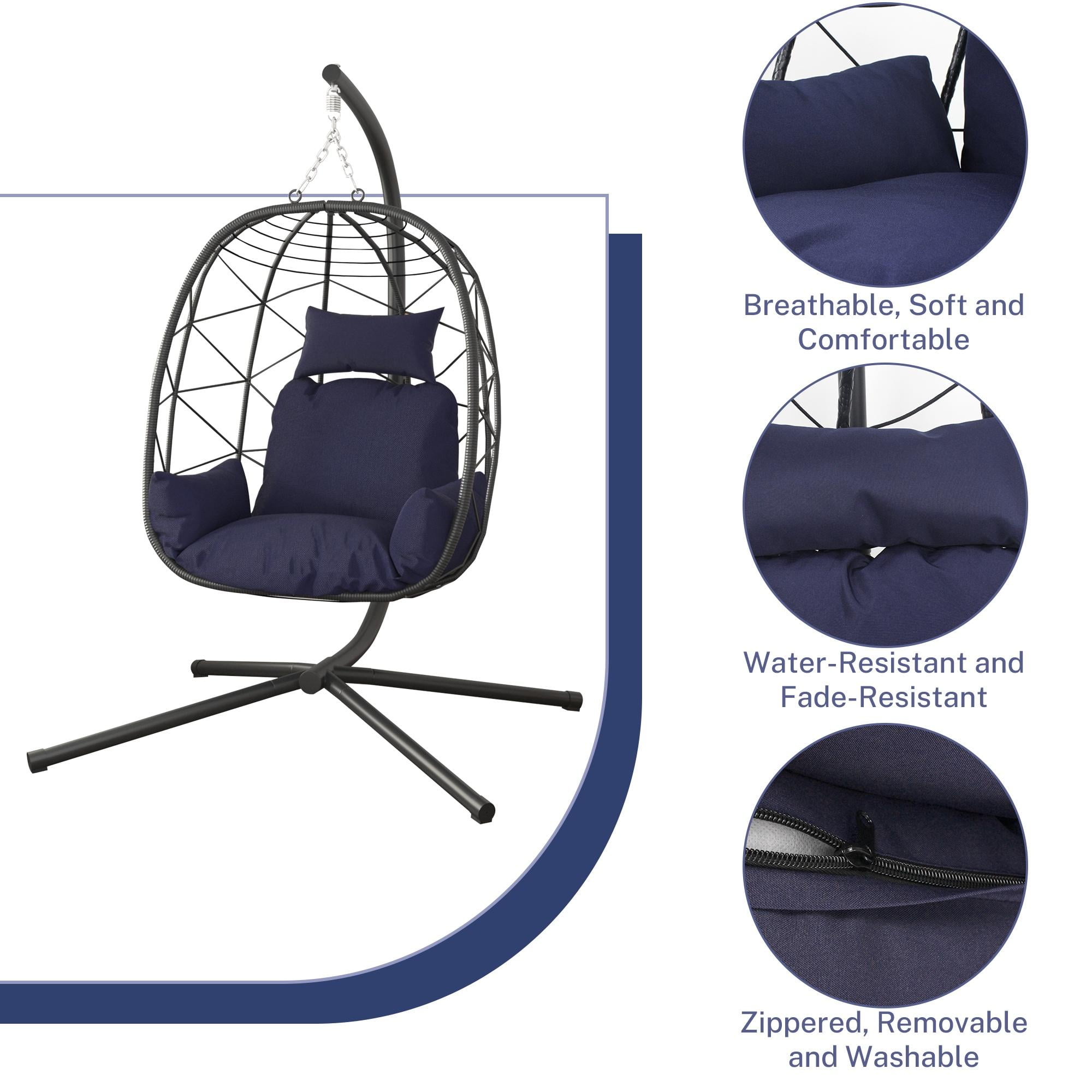 PAPROOS 2 Pcs Egg Chair, Indoor/Outdoor Swing, Stand
