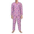 thumbnail image 3 of Fotbe Skull Blue Flower Pattern Long Sleeve Pajama Set for Men,Sleepwear Set,2-piece Loungewear Set,Soft PJs Comfy Nightwear with Pockets-XX-Large, 3 of 7
