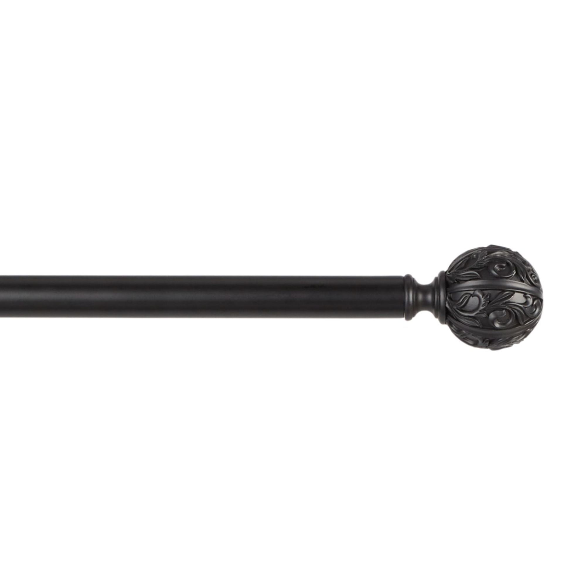 Exclusive Home Vulcan 1" Window Curtain Rod and Finial Set, Adjustable 36"-72", Matte Black