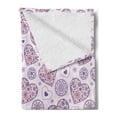 thumbnail image 2 of Valentines Soft Flannel Fleece Throw Blanket, Heart Outlines Filled with Spring Inspired Flower Motifs, Cozy Plush for Indoor and Outdoor Use, 70" x 90", Pale Pink Purple Yellow, by Ambesonne, 2 of 5