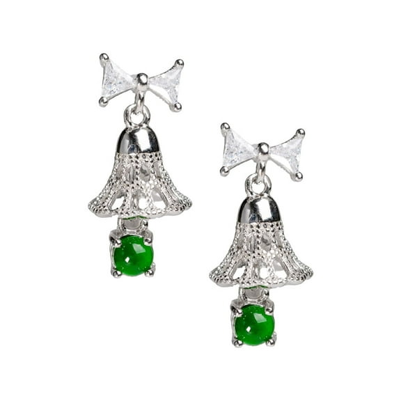Bell Earrings S925 Silver Jade, 925 Silver