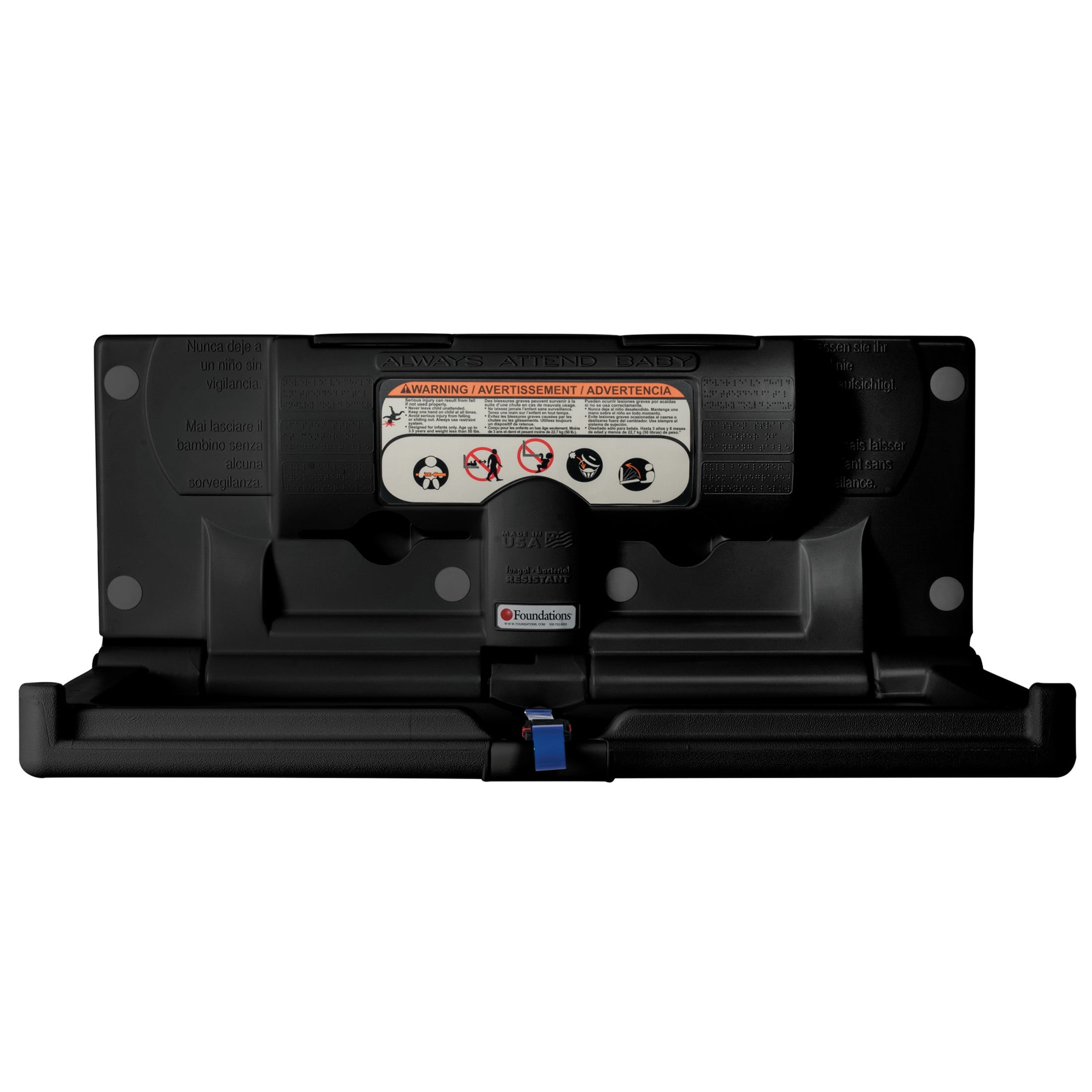 Foundations Classic Horizontal Surface Mount Baby Changing Station, Black (100-EH-02)