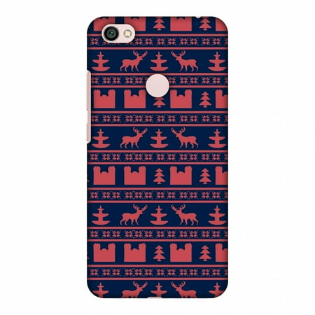 Reindeer Folded Note - Xiaomi Redmi Note 5A Prime Case - Reindeer repeats- Midnight blue and coral, Hard Plastic Back Cover, Slim Profile Cute Printed Designer Snap on Case with Screen Cleaning Kit