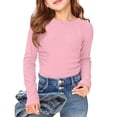 thumbnail image 4 of Kureaily Girls Long Sleeve Ribbed Raglan Tee Stretchy Casual Basic Fit Crew Neck Shirt For Kids Youth/ 13-14 Years/ Big Kid (Pink), 4 of 5