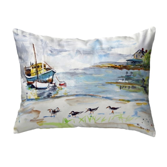Betsy Drake Interiors Boat & Sandpipers No Cord Pillow 16x20