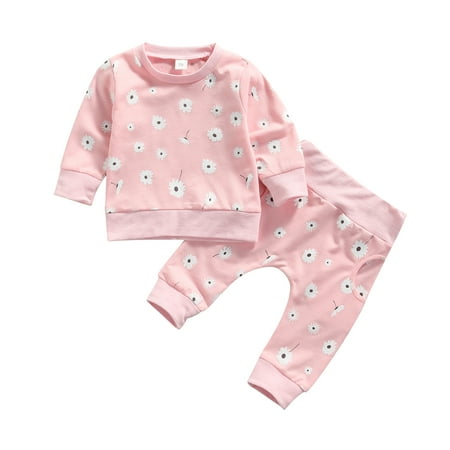 

Awoscut Newborn Infant Baby Girl Clothes Set Long Sleeve Sweat Tops and Pants