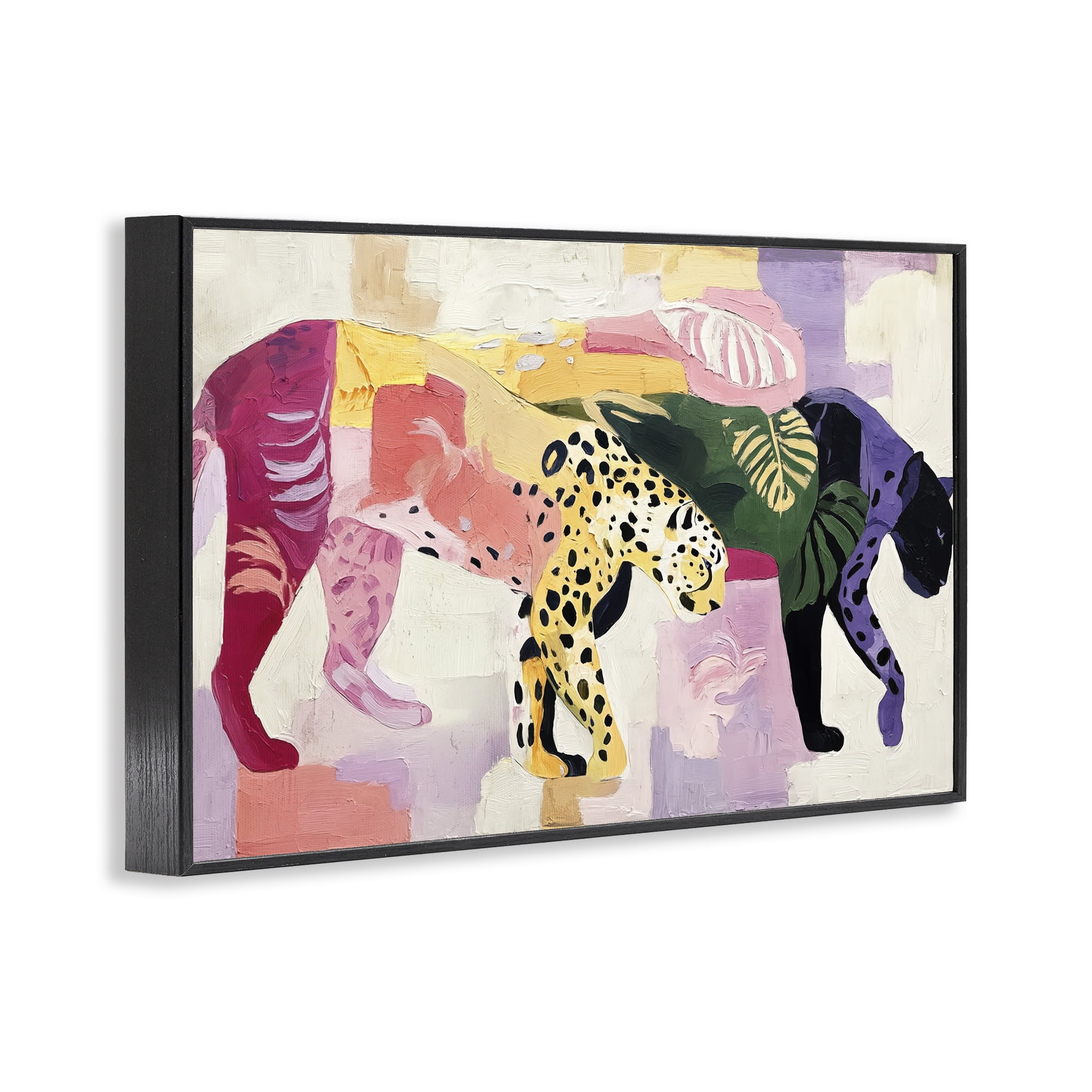 Candy Cats Tropical Wildlife Black Framed Giclee Art, design by Annabelle Hall
