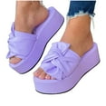 thumbnail image 4 of hopeusnice Women's Platform Sandals Bowknot Open Toe Slip On Summer Shoes Platform Wedge Slides Chunky Heel Comfortable Beach Outdoor Sandals Purple 38, 4 of 4
