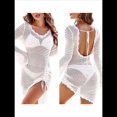 thumbnail image 3 of Vestido de Punto A Crochet para Mujer, Minivestido de Verano con Cuello y Ribete Ondulado M, 3 of 7