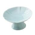 thumbnail image 3 of Soporte de postre de cerámica, plato de fruta con base, elegante cuenco de pedestal, pétalo decorativo Azul claro, 3 of 9