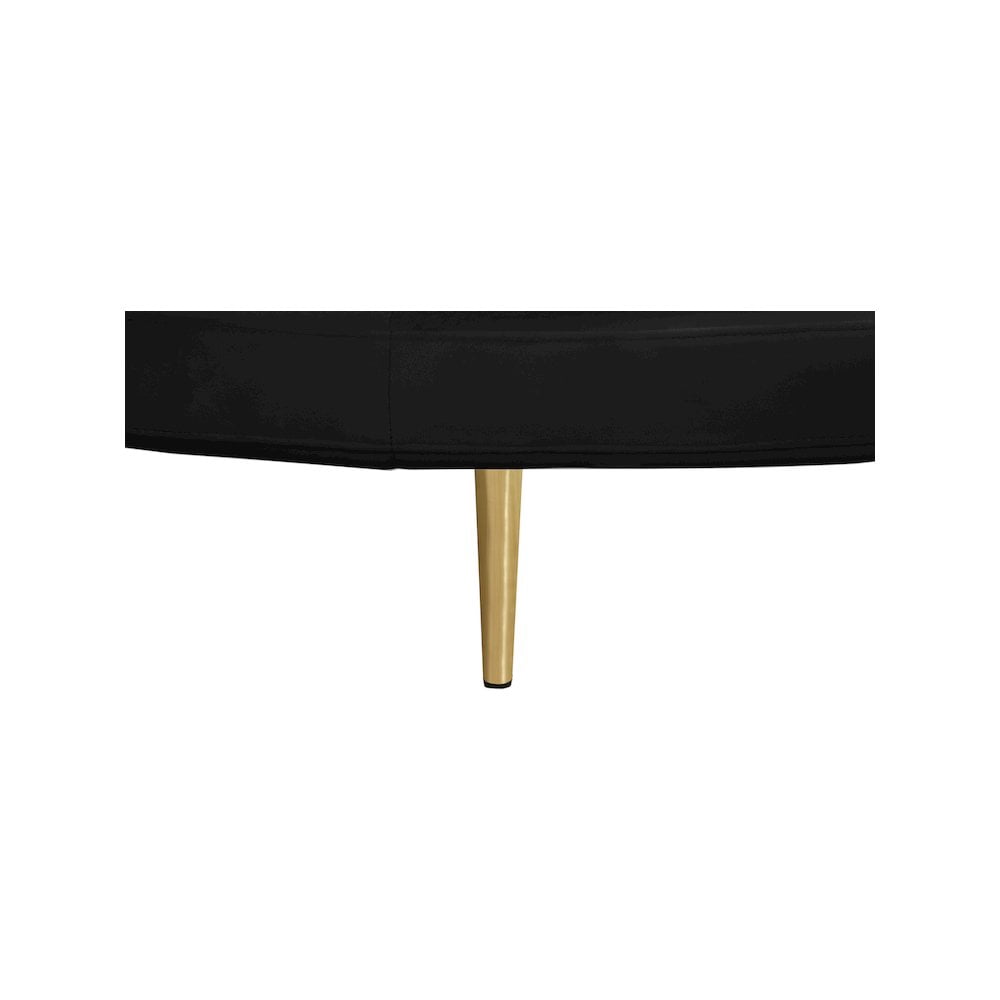 Meridian Furniture Circlet Roundabout Sofa with Pillows, Black Velvet and Gold Iron Legs