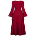 thumbnail image 5 of Renaissance Costume Women Halloween Medieval Pirate Maxi Dress Gothic Outfit Red L, 5 of 7