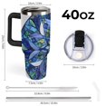 thumbnail image 2 of 40 oz Insulated Tumbler with Handle, Leak-Proof Straw Lid, Stainless Steel Travel Mug for Car & Road Trips - Retro Glass Crystal Flower Art, 2 of 6