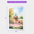 thumbnail image 5 of Happy Mother's Day Golden Retriever with Sweets and Flowers at a Picnic 5x7in Folded Greeting Card Goldens Dog Lover Gifts Idea Single Note Card with Envelope - 13005, 5 of 5