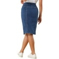 thumbnail image 3 of MODA NOVA Denim Skirt for Juniors Button Decor Side Slit Slash Pocket Midi Skirt, 3 of 5