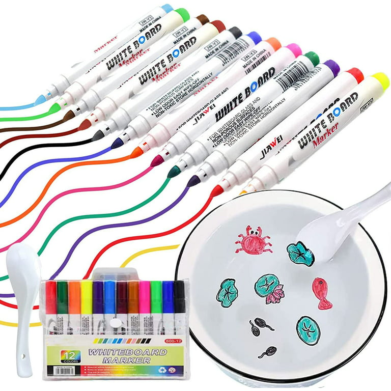 Magical Water Painting Pen, Magical Water Painting Whiteboard Pen, Doodle  Water Floating Pen, Water Writing Mat Pen Doodle Pen whit A Ceramic Spoon  (8
