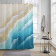 thumbnail image 3 of Light Blue Beige Beach Shower Curtain, Abstract Gradient Sandy Ocean Waves Waterproof Shower Curtain Set with 12 Hooks Lightweight Bath Curtains Fabric Bathroom Decor 36x72 Inches, 3 of 9