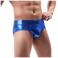 thumbnail image 4 of Odeerbi Mens Underwear Seamless Thongs Briefs Imitation Leather Ice Silk Erogenous Boxer Low Waist Boxer Green, 4 of 9