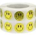thumbnail image 1 of Yellow Sparkle Holographic Circle Happy Face Stickers, 0.5 Inch Round, 1000 Labels on a Roll, 1 of 2