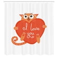 thumbnail image 2 of Ambesonne Cat Shower Curtain, Holding a Heart Valentine's Day, 69"Wx75"L, Vermilion Burnt Sienna, 2 of 4