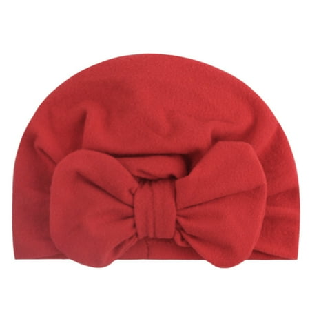 

BJUTIR Toddler Baby Boys Girls Cap Beanie Solid Cotton Bowknot Elastics Turban Hat Winter Baby Hats