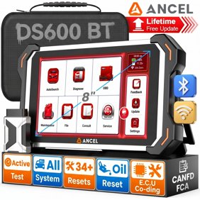 ANCEL DS600 BT OBD2 Scanner Bidirectional Diagnostic Tool with 34  Resets, Full System Car Diagnostic Scan Tool, ECU C0ding, SAS/BMS/TPMS/Oil Reset, FCA AutoAuth, CAN-FD DOIP, Lifetime Free Update