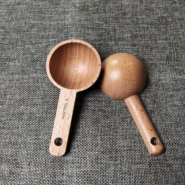 Cuchara medidora de madera de haya, 10, 15, 30, 45 ml, cuchara de madera, cuchara para café en grano de nogal negro, cuchara medidora de polvo de 8 g