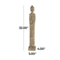 thumbnail image 4 of 5" x 32" Beige Polystone Meditating Buddha Sculpture with Engraved Carvings and Relief Details, by DecMode, 4 of 11