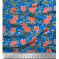 thumbnail image 1 of Soimoi Polyester Crepe Fabric Leaves & Peony Floral Printed Fabric 1 Yard 42 Inch Wide, 1 of 3