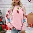 thumbnail image 2 of Tiweut Casual Sweatshirts for Women Sequin Festival Light Long Sleeve Shirt Holiday Crewneck Pullover Tops,Pink,L, 2 of 4