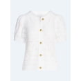 thumbnail image 6 of Free Assembly Women's and Women's Plus Pineapple Cardigan Sweater with Short Puff Sleeves, Lightweight, Sizes XS-4X, 6 of 6