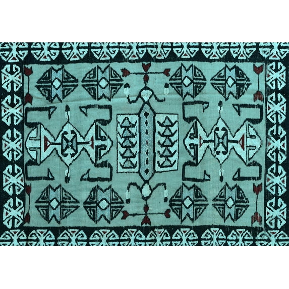 Ahgly Company Indoor Rectangle Abstract Light Blue Modern Area Rugs, 2' x 4'