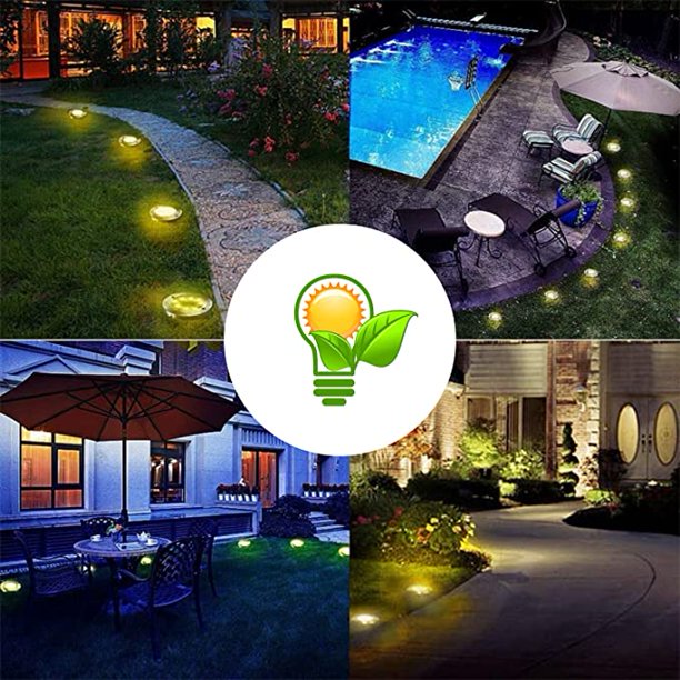 Paquete de 4 lámparas solares LED para exteriores, iluminación de suelo, reflector, escalera de jardín, iluminación solar para exteriores