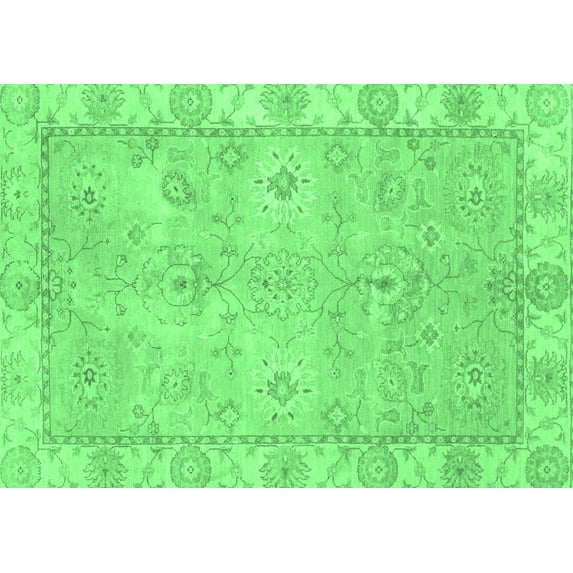 Ahgly Company Indoor Rectangle Abstract Emerald Green Modern Area Rugs, 8' x 12'