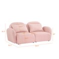 thumbnail image 2 of 66.9" Modern Lazy Loveseat, Teddy Fabric Upholstered Sofa with Pillows, Small 2-seat Sofa Couch for Living Room Bedroom Apartment , Pink, 2 of 6