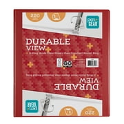 Pen+Gear Durable View 3-Ring Binder with 1-inch Rings, 1” Slanted D-Rings, Red