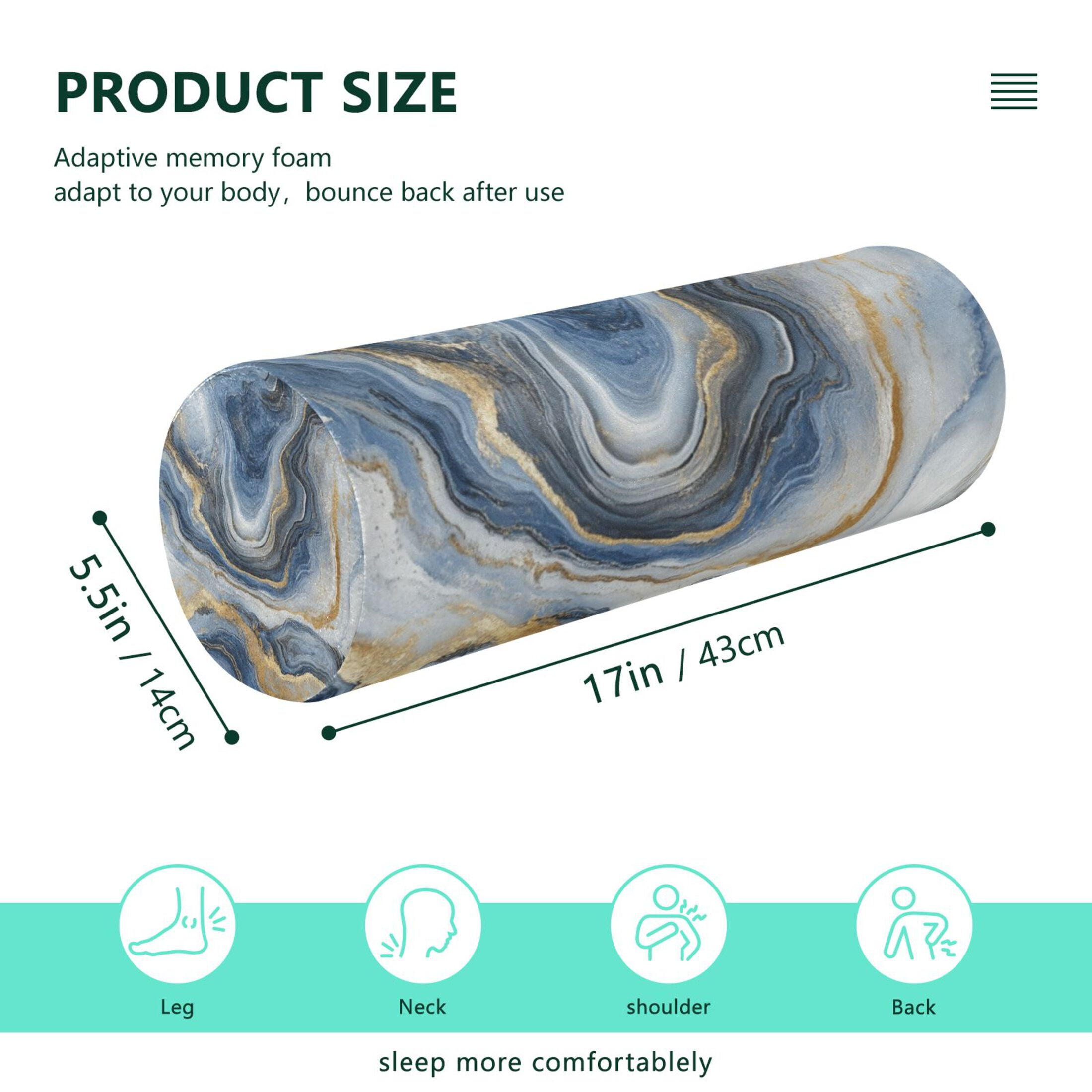 Neck pillow Round Cervical Pillow Cylindrical Pillow Lumbar Pillow Sofa Headrest Pillow Support For the Back, Neck and Head Blue Marble