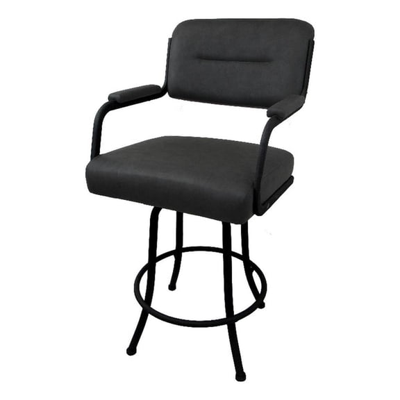 Tobias Designs 34" Swivel Metal & Vinyl Bar Stool in Black and Gray