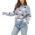 thumbnail image 4 of Winter Sweaters for Women Casual For Long Sleeve Pullover Cute Fuzzy Santa Pattern Crew Neck Loose Sweaters Features: Ugly Christmas Sweaters, 4 of 8
