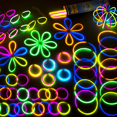 100 Glow Stick Party Pack - 100 Mixed Color 8 Premium Glowsticks with Connectors to Make Bracelets, Glasses, Flowers, Balls and More - Bulk Wholesale (Best Glow Sticks For Wedding)