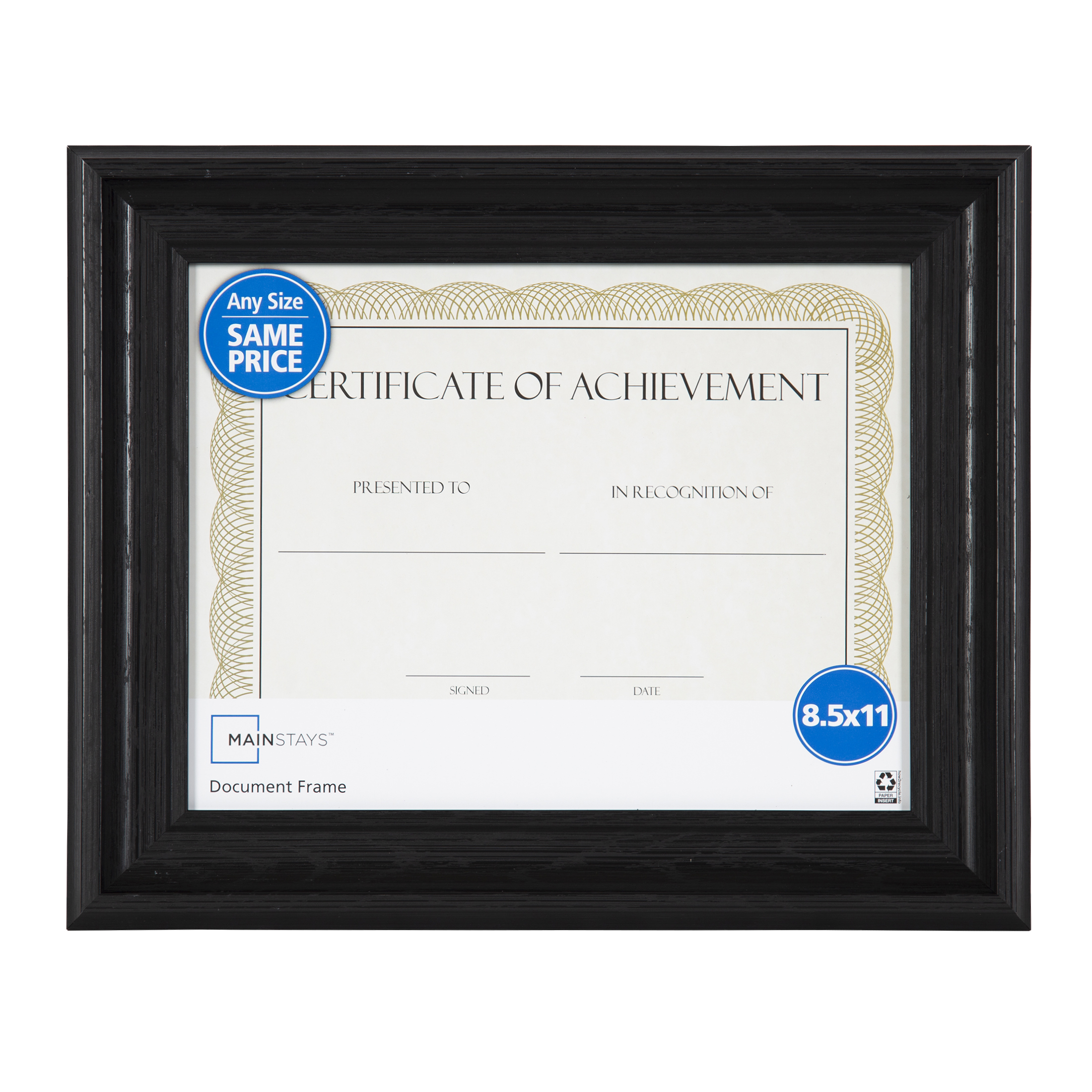 Mainstays 8.5x11 Curved Decorative Document Wall Picture Frame, Black